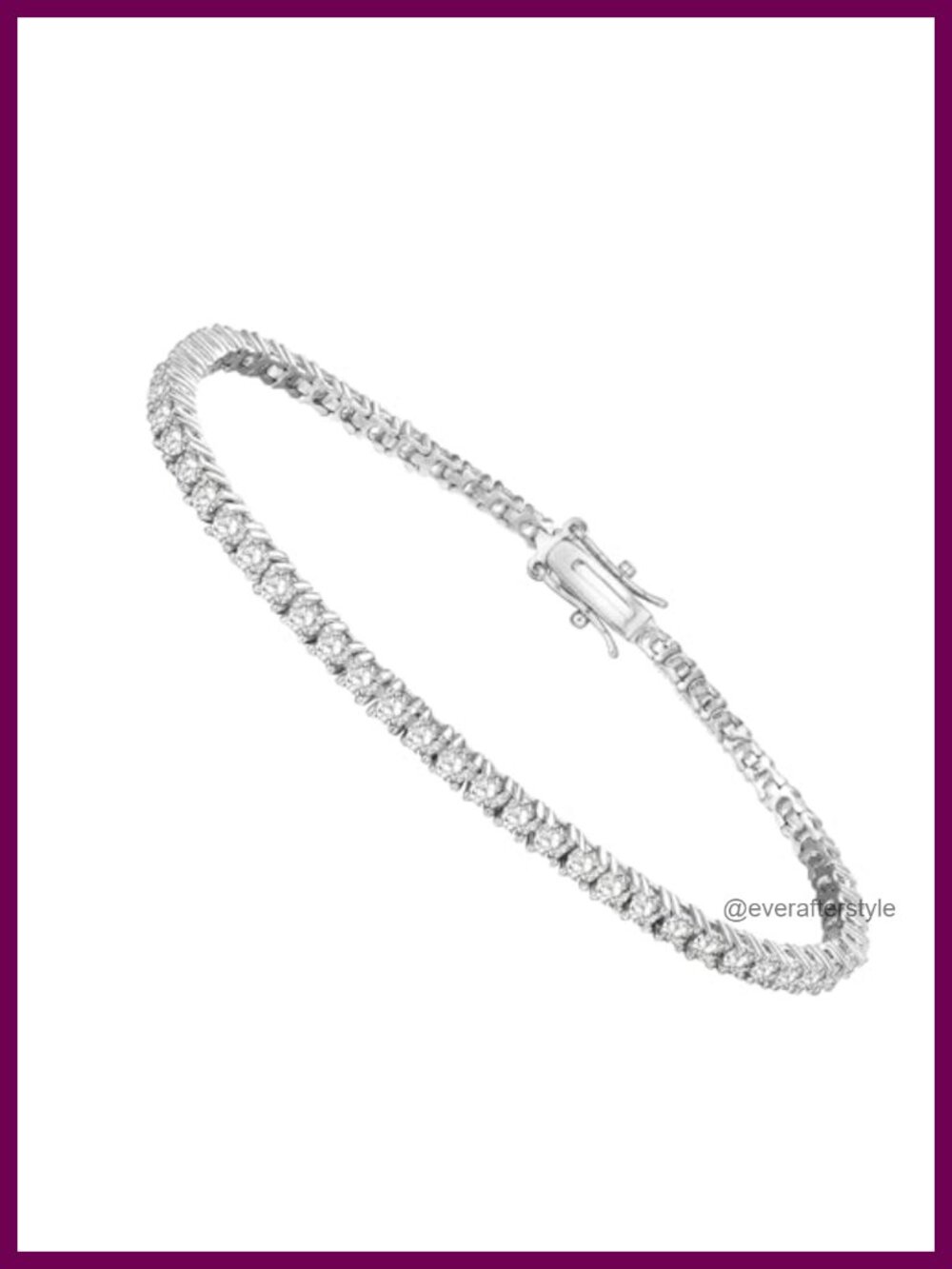 Tennis Bracelet 2MM Simulated Diamond 18k White Gold Plated 4-Prong